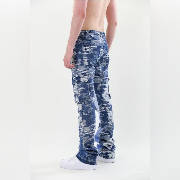 Armor Denim Camo Cargo Stacked Jeans - Picture 2 of 4